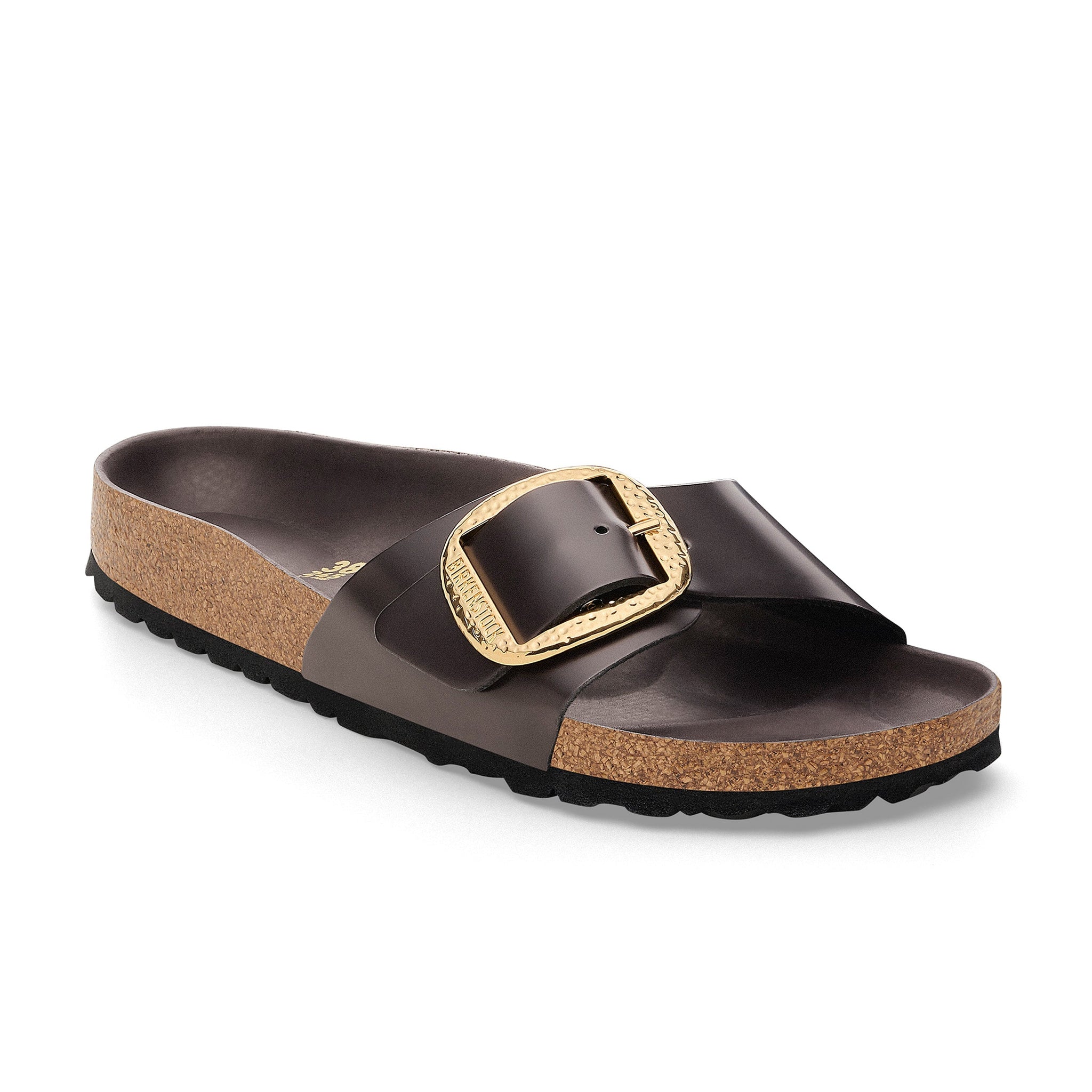 Madrid Hammered Big Buckle High Shine Espresso Natural Leather Patent